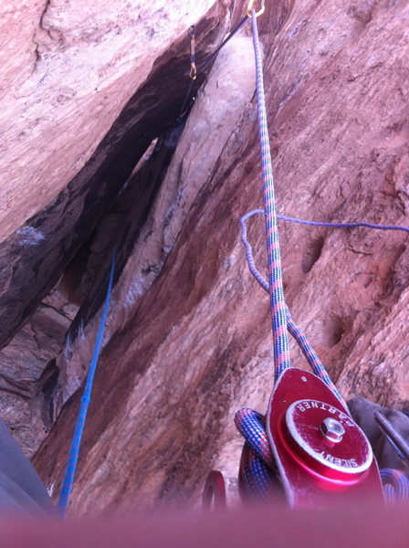 Looking down from the top of the chimney.