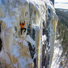 Icebreaker Arete. Climbing near the top. 3/6/11.