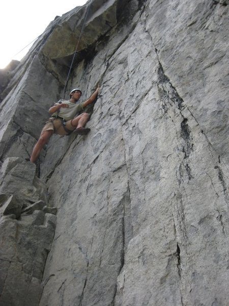 Pascal negotiating the crux move