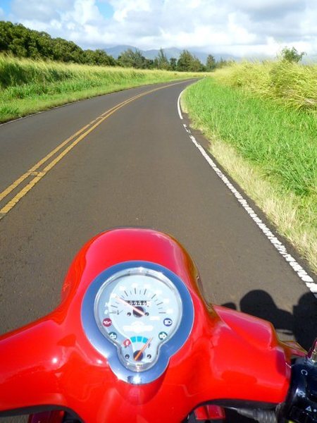 Riding scooter in Hawaii