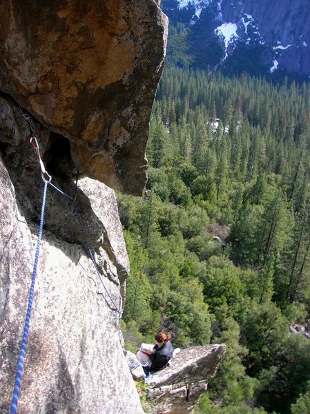 Megan, consulting the guidebook for me after my "probably off-route" traverse.