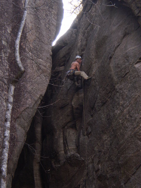 Eric at the sustained crux