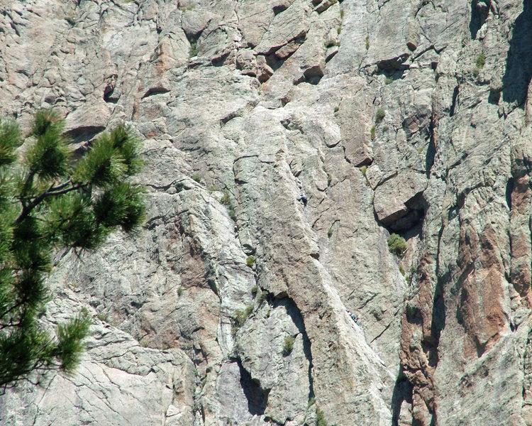 Climbing the flake.