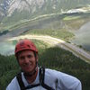 At the top anchor for Morningside, Lac des Arcs below.  Bow Valley, Alberta.