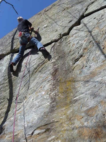 John Dawkins takes a burn on "The Cat's Ass". The final crux comes after a pumpy sequence through the undercling bulge...
