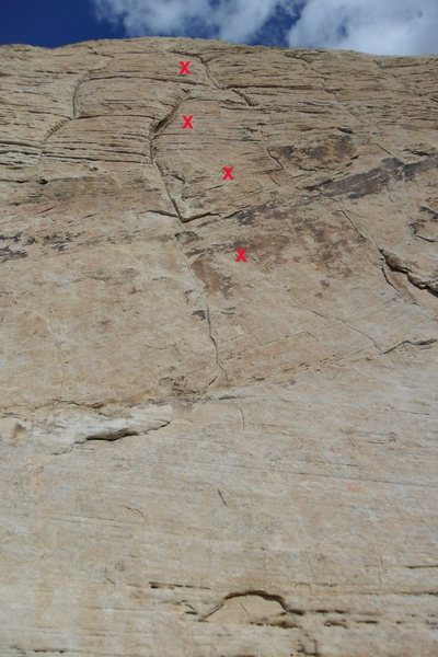 Location (top is approximate) of the 4 bolts on White Slab.