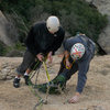 Jon and Doug waiting for me to arrive at the belay.  Its another double rope rappel on 60m from the hanging belay.