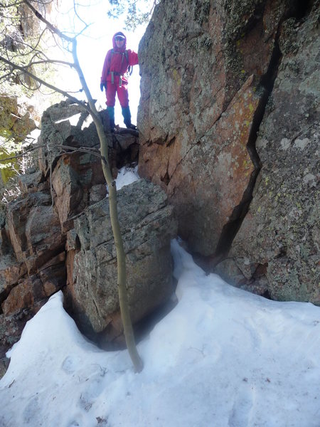 The notch leading up to the start of SE Ridge route.