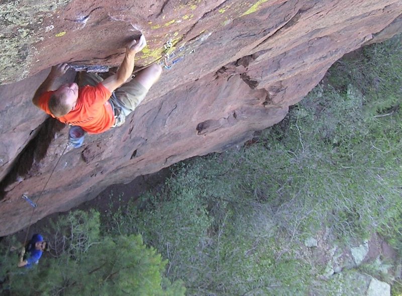 Aaron moving through the crux. 