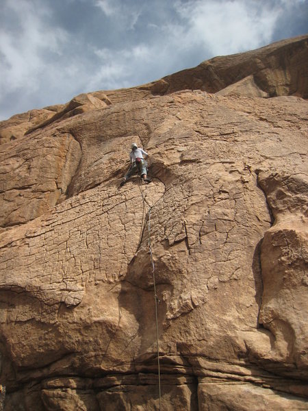 Tina making her way up the featured rock of Sidewinder.