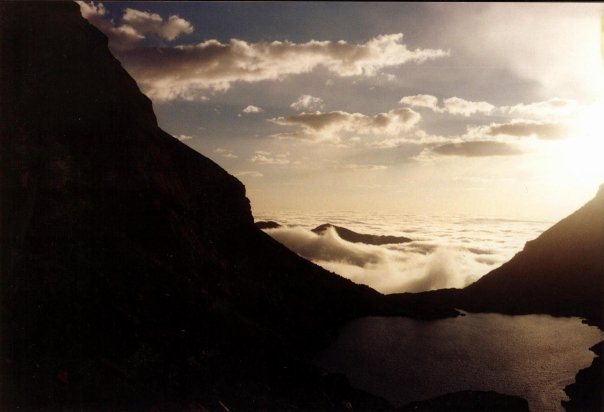 Chasm lake one early morning - Eastern Sunrise...sea of clouds...