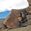 About to do a reachy static move to a sloper finger pocket (and fail) on Vodka Arete-Right.