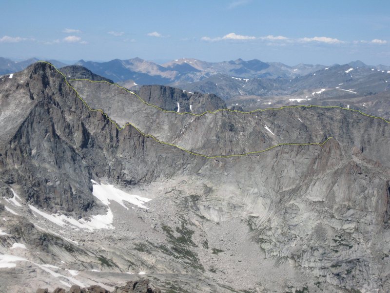 Most of the traverse.  The summits of Arrowhead and McHenry's are visible, Powell and Thatchtop are not.