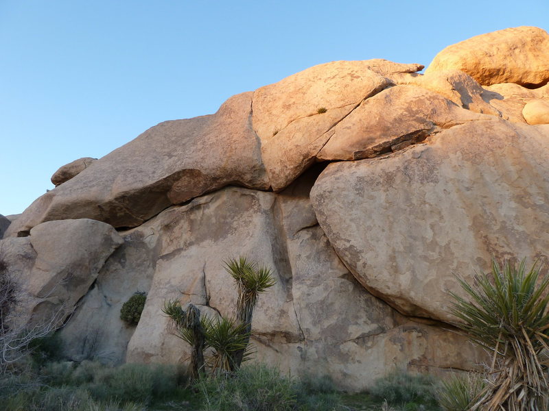 A view of The Riddler (5.12a) from the road, Joshua Tree NP