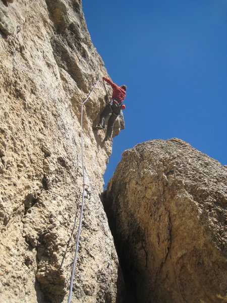 Mike monkeying his way through the crux.