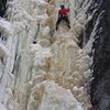 Wes Bender of Thunder Bay leading the right side of "Ranxerox Tangent".  In great fun WI4+ shape - mid-March 2011.