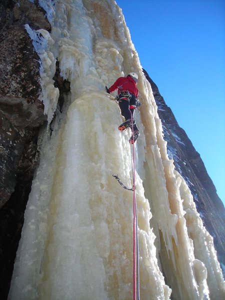 Dave Rone on "Icebreakers" mid-March 2011.  The best shape I personally have ever seen this route in.