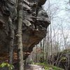 Southern side of the crag, tons of jugs on this overhanging face.