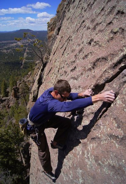 David Daily nearing the top of Lucky old Sun.
<br>

<br>
Wade Forrest Photo