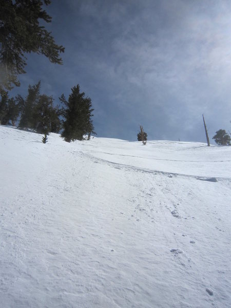 I traversed got into this steep gully by accident on the descent 