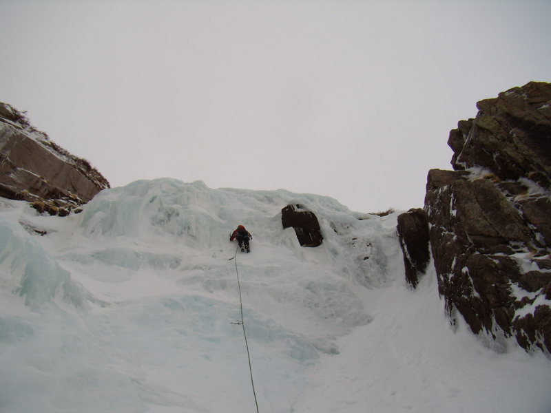 John Klooster starting up West Gully.  Black Lake (RMNP) April 17th 2011.