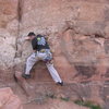 Boulder problem at the bottom of the third pitch.<br>
<br>
The Long Wait, V0-.