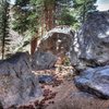 Bouldering opportunities creek-side below Lower Rock Creek Wall.