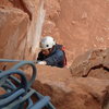 The view down from the first belay ledge