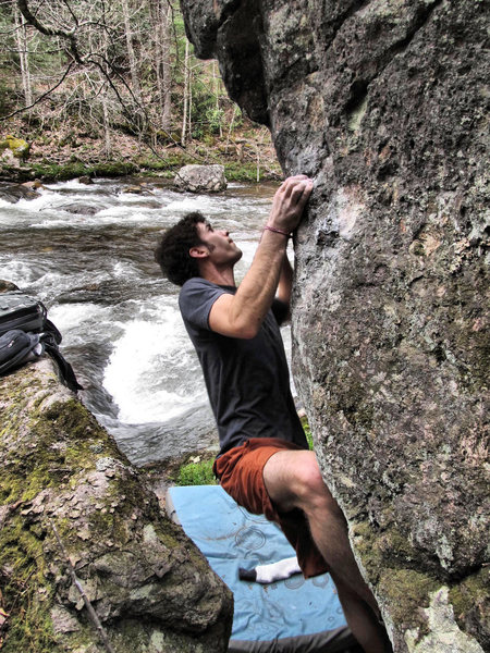 Casual creekside bouldering along the Virginia Creeper Trail.