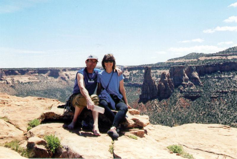 With Nancy on summit of Independence Monument after climbing Otto's Route