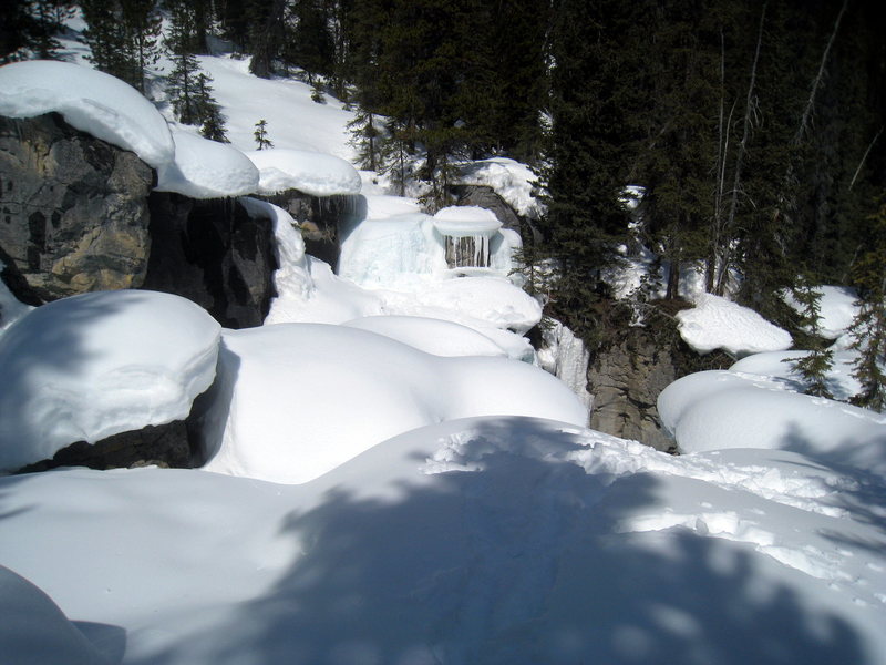 The top of Panther Falls, where you can find a tree to start the rap in.  Or downclimb into the creek and make a v-thread at the lip.