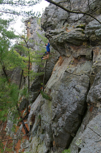 Hand traverse on Steve Tucker's (yet to be named?) route. Nate Erickson, April '11.