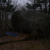 the lonely boulder.  up on the hill before you get to homeless camp. right off of the trail. 