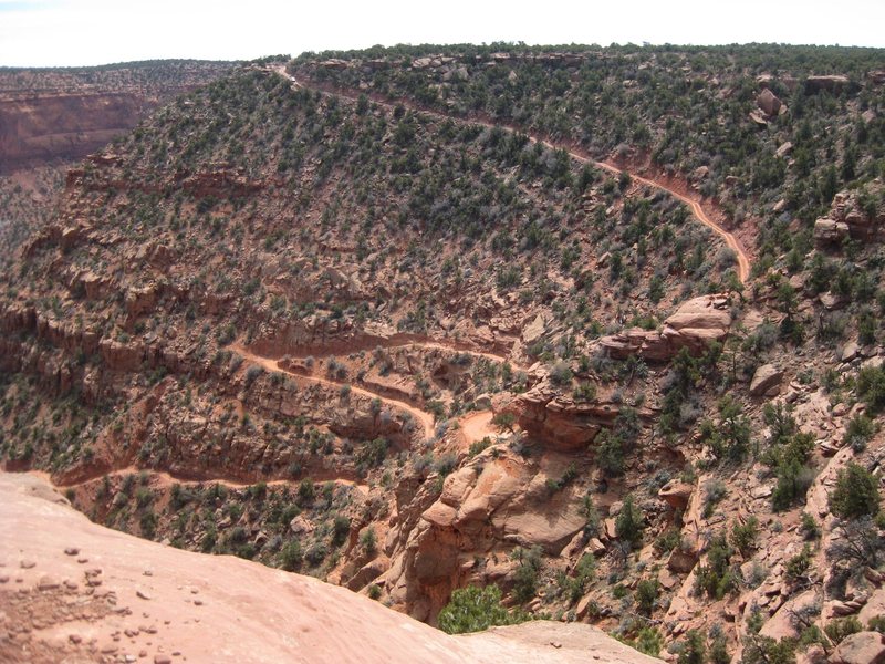 The Flint Trail switchbacks; which was one of the easier sections of road to the Maze in Canyonlands, Utah. ; ) <br>
<br>
April 2011 on our way down the Flint Trail.