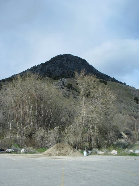 a view of the crag from the parking lot