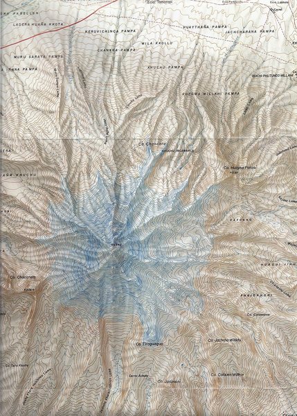 Sajama #01: Map name: Nevado Sajama. Primary contour intervals are at 20 meters.