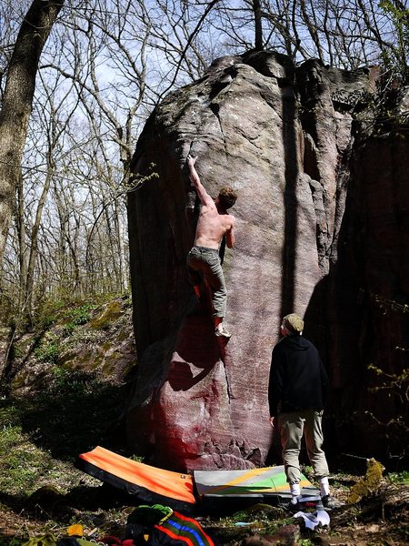 Paul on the Amazing Pillar.  I think this was the exact moment his shoulder exploded.  May 2011.  