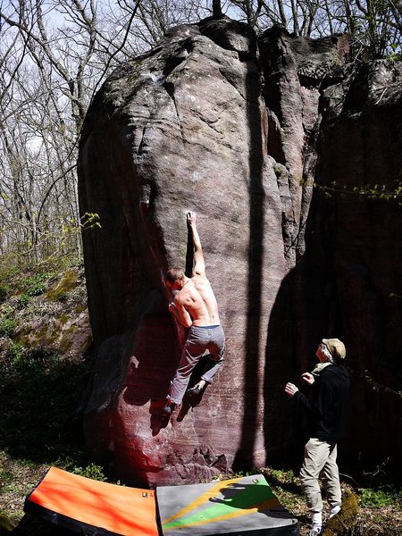 First move, amazing pillar, May 2011.  Photo Paul.