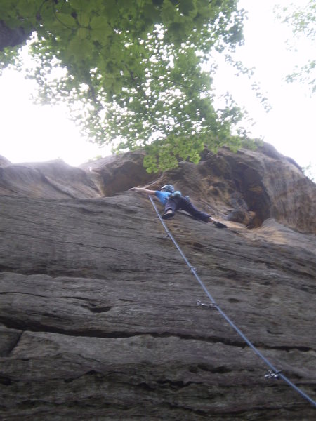 Mary at the crux traverse.