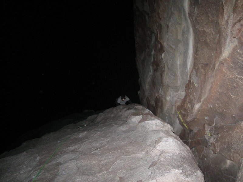 Matt climbing up pitch 3 in the dark.  Almo Days was going on at this time, so we got to climb and listen to a band in town covering Lynyrd Skynyrd all night. Awesome!