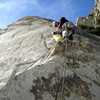 First time up the last pitch of Three Hour Arete.