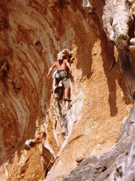 No-hands rest in the upper section of the route