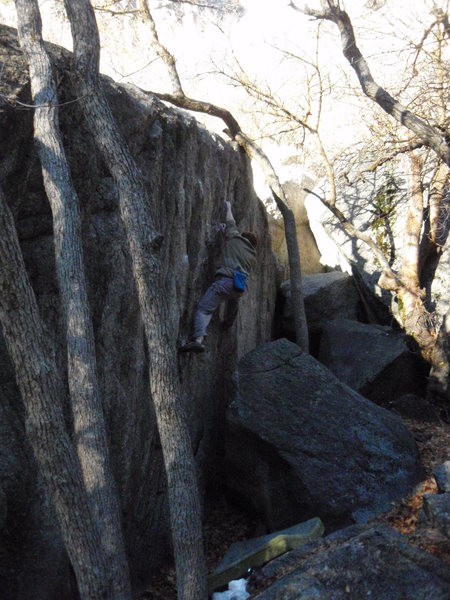 Boulder in the Butt V2<br>
<br>
November 1, 2009<br>
<br>
The name is an apt description of the consequences for falling off, which happened to me once.  