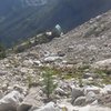 Looking down the talus slope; another view of the Kain hut.