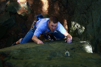 Nick leading, trying to decipher the crux.