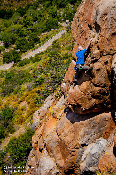 John Tyhonas on "The Tower", 5.7 at Mission Gorge, San Diego, CA