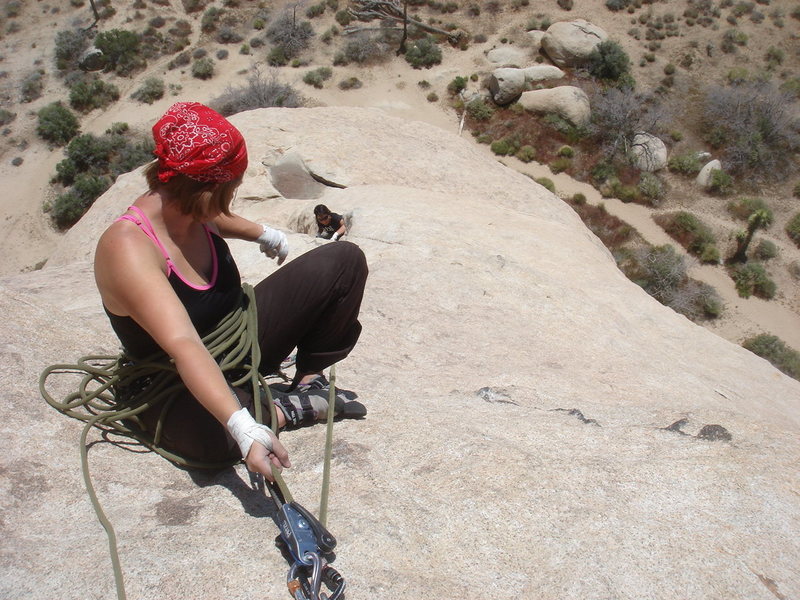 Sadie bringing Myong up the second pitch of Mike's Books.