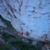 Kelly Von Bargen follows pitch 3 on the FFA of Ramsey's Shenanigans,a new route on the Wonder Wall, El Potrero Chico.