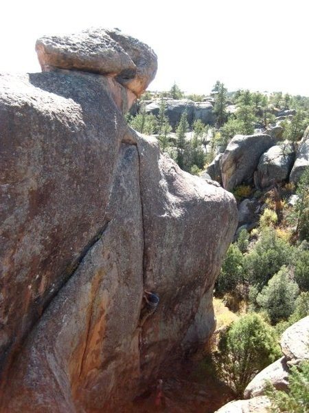 Just above the crux.