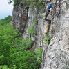 Mark Mooradian nearing the top of the first pitch.